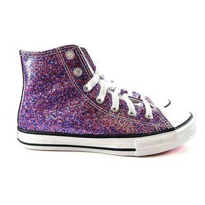 Converse Junior Girls Size 3 All Star Chuck Taylor Glitter Sneakers Lilac Shoes